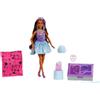 Barbie Party Surprise viola brillante, bambola serie Festa Glamour con 10 accessori a sorpresa ed effetto cambia colore inclusi, giocattolo per bambini, 3+ anni, JFY66, Viola