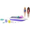 Barbie - Sirene playset con 2 barca galleggiante da 46 cm con fondo trasparente e accessori, Giocattolo per Bambini 3+ Anni, HHG60