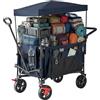 Relaxdays Carrello Pieghevole con tettuccio, Manico telescopico, Ruote con Freno, Portata 150 kg, Blu 131x54x97 cm