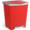 TATAY Pattumiera Cucina con Pedale Millenium 21L | Finitura Opaca | Interno ed Esterno | Per Sacchetti da 20L a 30L | Plastica Resistente Senza BPA | 33,5x30x39 cm, Rosso