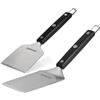 BURNHARD Spatola per barbecue BURNHARD® in acciaio inox, set 2 pezzi, maneggevolezza ottimale, controllo massimo, design ergonomico, versatile - set spatola e raschietto per griglia