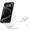 Belkin BoostCharge Caricabatteria Wireless Magnetico e pieghevole Qi2 da 15W, Caricatore Rapido portatile Compatibile con MagSafe e StandBy - iPhone 17, Air, Pixelsnap - Alimentatore incluso - Bianco
