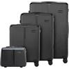 WITTCHEN Stripes Line Set valigie con beauty case Valigie da viaggio Bagaglio rigido ABS 4 ruote doppie Manico telescopico Chiusura con lucchetto Nero