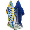 Vesta VASO PESCE IMPERATORE PICCOLO IN CRISTALLO ACRILICO DECORATO BLU E VETRO TRASPARENTE