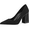 QUEEN HELENA Scarpe Eleganti con Tacco con Strass Décolleté a Punta Chiusa Donna K3476 (Nero Camoscio, Sistema Taglie Calzature EU, Adulto, Donna, Numero, Media, 37)