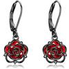 ONEFINITY Orecchini a forma di rose in argento Sterling 925 con fiori di rosa, Argento
