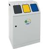 Stumpf Raccoglitore per rifiuti, volume 3x30 litri, LxPxH 580x380x920 mm, corpo grigio chiaro RAL 7035, coperchio a ribalta blu, antracite + giallo, cassonetti interni zincati