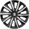 Sparco Set di 4 copricerchi da 16". Modello Milano Nero/Argento. Design sportivo per i cerchi della sua auto. Costruzione robusta e durevole.