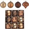 Valery Madelyn 9 ct di 7 cm ornamenti per albero di Natale, decorazioni per interni ed esterni, bronzo vintage da appendere, ciondoli in plastica infrangibile, per feste di Natale, ghirlande,