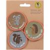Lässig Set di ciondoli e toppe (3 pezzi) con chiusura a scatto/School Patches Set Mouse, Beaver, Hedgehog