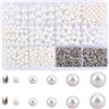 PONABEADIY 1 Scatola da 2400 Perle Accessori per Macchine 5 Misure di Senza Foro con Rivetti Bottoni Misure Miste Kit di Rifornimento Perle Finte Rotonde per La Creazione di Gioielli Abbigliamento