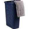 Mind Reader Cesto portabiancheria sottile da 40 l, con coperchio, design in vimini, plastica, 45,7 x 26,9 x 59,9 cm, blu navy