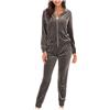 Generic Set di 2 pezzi in velluto per donna, tuta da casa con cappuccio e pantaloni da jogging, tuta da allenamento con zip, tuta da ginnastica, tuta da donna, Rosa acceso, L