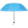 Outanaya Ombrello Pieghevole da Viaggio Blu Pizzo a Strati, Parasole UV Portatile in Stile Vittoriano Elegante per Eventi Estivi All'aperto