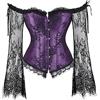 Generic Corsetto da donna alla moda, in raso, retrò, con ossatura, floreale, aderente, aderente, gilet per allenamento in vita, per taglie forti, Viola, XXL