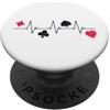 Poker Heartbeat Minimal Designs Il battito cardiaco del giocatore del poker e la carta da gioco si adatta al gioco d'azz PopSockets PopGrip Adesivo