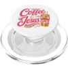 Pink Faith Coffee Co Lovely Coffee and Jesus Coquette - Fiocco leopardato rosa PopSockets PopGrip per MagSafe