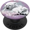 Arctic Wildlife Motherhood Art Studio Bianco Polar Bear e Bear Cucciolo Inverno Pastello Design PopSockets PopGrip Adesivo