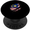 Patriotic Nation Wear Design patriottico con bandiera della Malesia strappata PopSockets PopGrip Adesivo