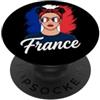 France Flag Proud French Woman Tees Bandiera Francia Donna Francese Orgogliosa PopSockets PopGrip Adesivo