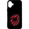 Sports Graphics Custodia per iPhone 16 Plus Red Baseball Effetto Torn Player Fan Graphic