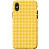 Preposh Custodia per iPhone X/XS Giallo Gingham Estetica Preppy Girly Moda Trendy