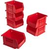 Akro-Mils 30210 AkroBins Plastic Storage Bins, Space-Saving Stackable Bins for Garage, Pantry, Craft Organization, 13,7 cm x 10,5 cm x 7,6 cm, Red, 6-Pack