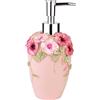 JYXR HOME&LIVING Dispenser di sapone per fiori con decorazione vintage di lusso - Resina - Colorato Dipinto da Lozioni a mano Dispenser per bagno, cucina, salone di bellezza, hotel (300 ml, rosa)