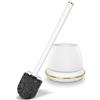 NairSnow Set di scopino e portascopino dorato con manico lungo, facile da montare, compatto senza perdite, accessorio da bagno elegante color oro U