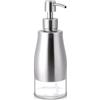 LALA DOLCE - Dispenser per sapone in vetro in acciaio inox, per piano di lavoro, cucina e bagno, per piatti per mani (nichel spazzolato, trasparente, 300 ml/10 oz)