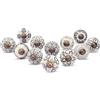 Ajuny Set da 12 Pomelli in Ceramica Bianco Crema - Fatti a Mano, Finitura Lucida - Pomelli Decorativi per Ante e Cassetti di Cucina, Armadi, Comò e Mobili da Bagno - Stile Classico/Vintage