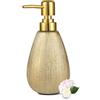 YURIAERY Dispenser di sapone in ceramica color oro spazzolato, 325 ml, ricaricabile, per sapone e disinfettante, design testurizzato 3D, per cucina o bagno, oro spazzolato