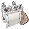 HASKO accessories Hasko - Porta rotolo di carta da bagno con ventosa, mensola e ganci, in metallo cromato