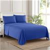 Sweet Home Collection 1983 Thread Count Sheet Soft Egyptian Quality Brushed Microfiber Set di Biancheria da Letto di Lusso Piatto, Lenzuolo con Angoli, 2 federe, Microfibra, Blu Reale, Queen, 4 unità