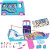 Polly Pocket - Avventura su Ruote per Cuccioli, playset camper trasformabile con 2 mini bambole e 21 accessori inclusi tra cui amici cuccioli e veicolo, giocattolo per bambini, 4+ anni, JCC22