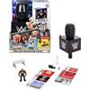 Mattel WWE Knuckle Crunchers - Microfono Campione Assoluto, set 2 in 1 con microfono e action figure personaggio The Rock da 8+ cm, 2 accessori inclusi, giocattolo per bambini, 6+ anni, JFX07