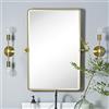 TEHOME 50,8 x 76,2 cm, orientabile, rettangolare, oro spazzolato, angoli arrotondati, telaio in metallo, inclinabile, specchio da parete smussato
