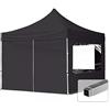 TOOLPORT Gazebo Pieghevole Giardino 3x3m - 4 Laterali Alluminio Telo Idrorepellente Padiglione Mercati Sagre Nero