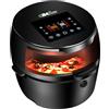 Oba security Friggitrice ad aria OBA-OH08 8 litri con sistema aria rotante Senza Olio, Display Digitale a LED, Otto Modalità Preimpostate, touch Screen1500w