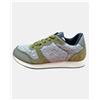 Trussardi, sneakers donna in pelle scamosciata e pizzo floreale, Verde Militare