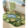DEXI Tappeto da bagno verde assorbente, antiscivolo, in microfibra, lavabile, ultra spesso e morbido, per pavimento del bagno, doccia, lavandino, camera da letto, 50,8 x 81,3 cm, alberi all'interno