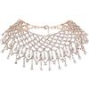 FINGERINSPIRE Girocollo largo con nappe con strass, color oro chiaro, con nappe di cristallo, collana di lusso con frange per feste di nozze, accessori per donne e ragazze