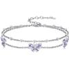 PROESS Bracciale a farfalla in argento Sterling 925 maglie viola doppio braccialetto farfalla gioielli regali per le donne fidanzate voi