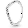 PANDORA Anello Wishbone in argento Sterling brillante con zirconia cubica trasparente, 48