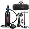 VEVOR Mini Bombola Subacquea per Immersioni, Set di Bombola Subacquea Portatile 1 L Mini Scuba Tank Ricaricabile Fino a 20 Minuti con Borsa a Spalla, Maschera Singola, Pompa Manuale e Borsa a Rete