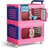 Shally Dogan Carrello Portagiochi Multilivello Impilabile, Contenitore Organizer con Ante Apribili e Ruote, Portatutto per Cameretta con Montaggio Semplice e Struttura Resistente (2 Livelli)
