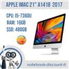 APPLE iMac 21" A1418 2017 Cpu i5-7360u Ram 16gb Ssd 480Gb MacOs Ventura GRADO B
