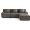 MILY SOFA MILYSOFA SOFAMOUS: divano angolare modulare a 3 posti con chaise longue, in tessuto ciniglia color cenere