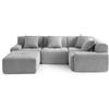 MILY SOFA DIVANO ANGOLARE MODULARE MILYSOFA SOFAMOUS, 4 posti, con chaise longue, rivestito in tessuto di chenille color grigio minerale