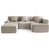 MILY SOFA DIVANO ANGOLARE MODULARE MILYSOFA SOFAMOUS, 4 posti, con chaise longue, rivestito in tessuto di ciniglia color sabbia